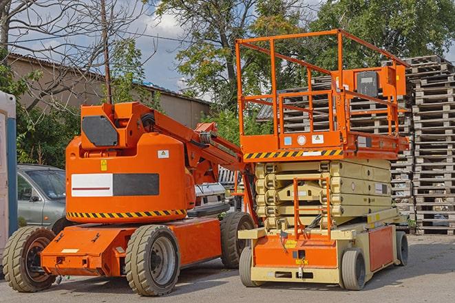 worker using forklift in industrial warehouse in Buffalo Grove